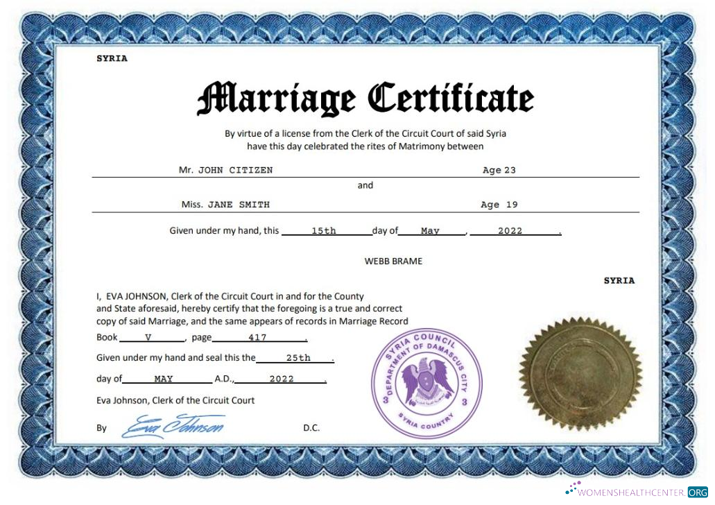 Download Syria marriage certificate Word and PDF template Photoshop template